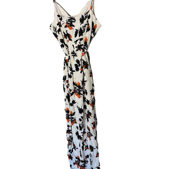 DEREK LAM White Floral Print Camisole Button Front Waist Tie Midi Dress Size 12 - Picture 3 of 16